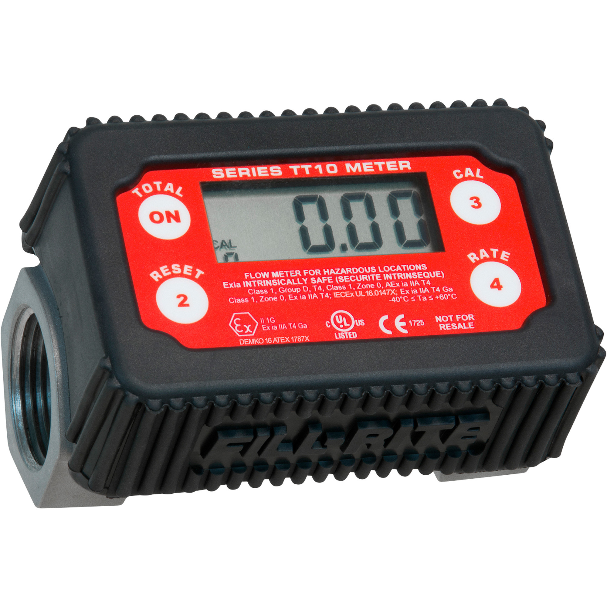 Fill-Rite Digital Turbine Fuel Meter,1in. Inlet/Outlet, 2 to 35 GPM, Aluminum Housing, Model# TT10AN